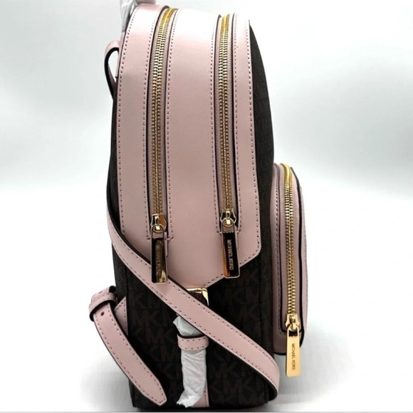 Michael Kors Medium Jaycee Zip Packet Backpack Brown/Powder Blush - Picture 4 of 14